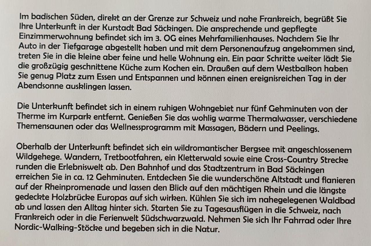 Schoene Ruhige Und Helle Wohnung In Bad Saeckingen Bagian luar foto